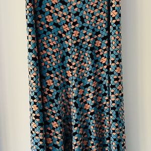 Elegant Patterned Maxi Skirt - Blue and Pink